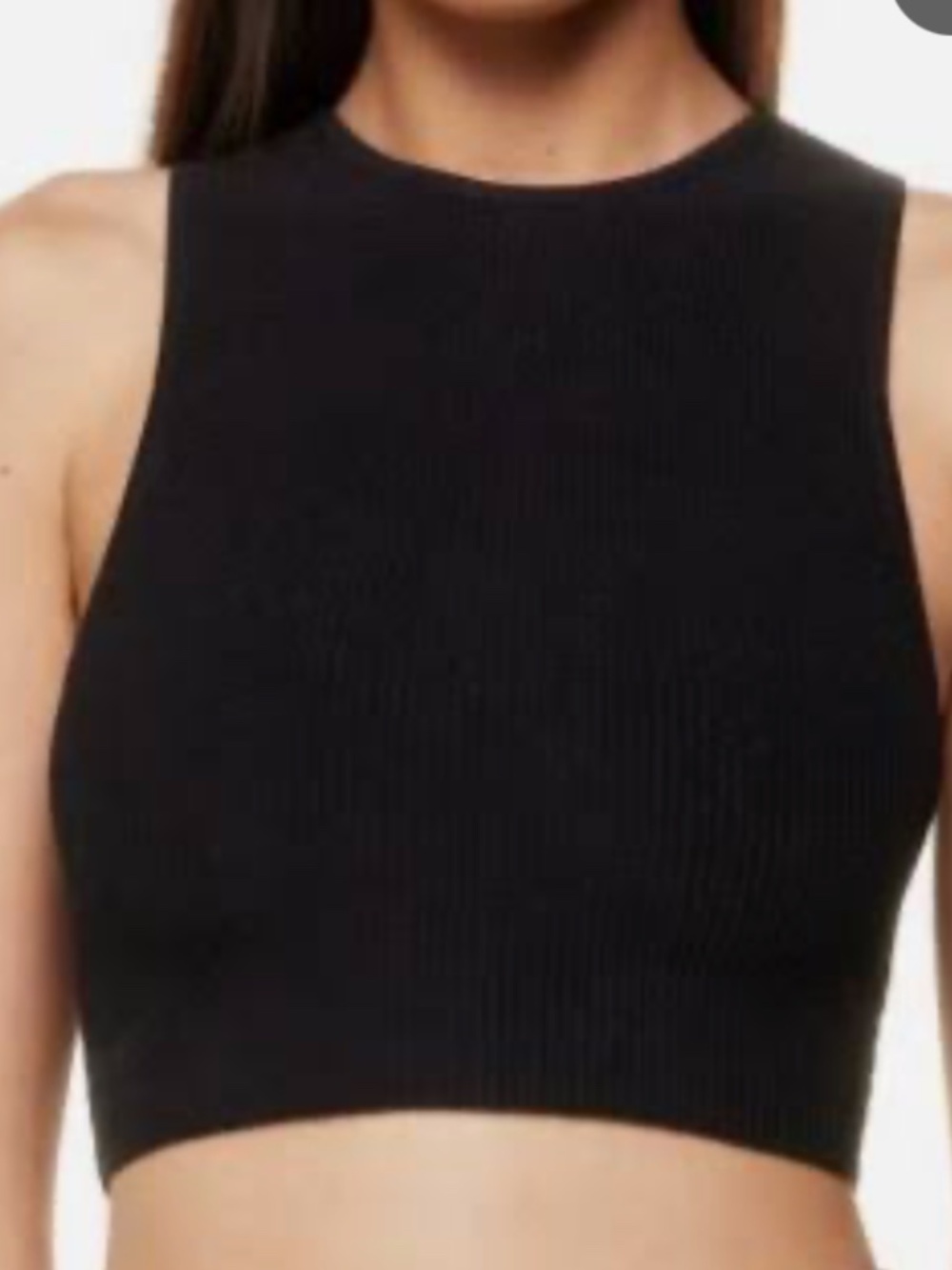 NWOT black cropped Babaton sculpt knit tank, size S.